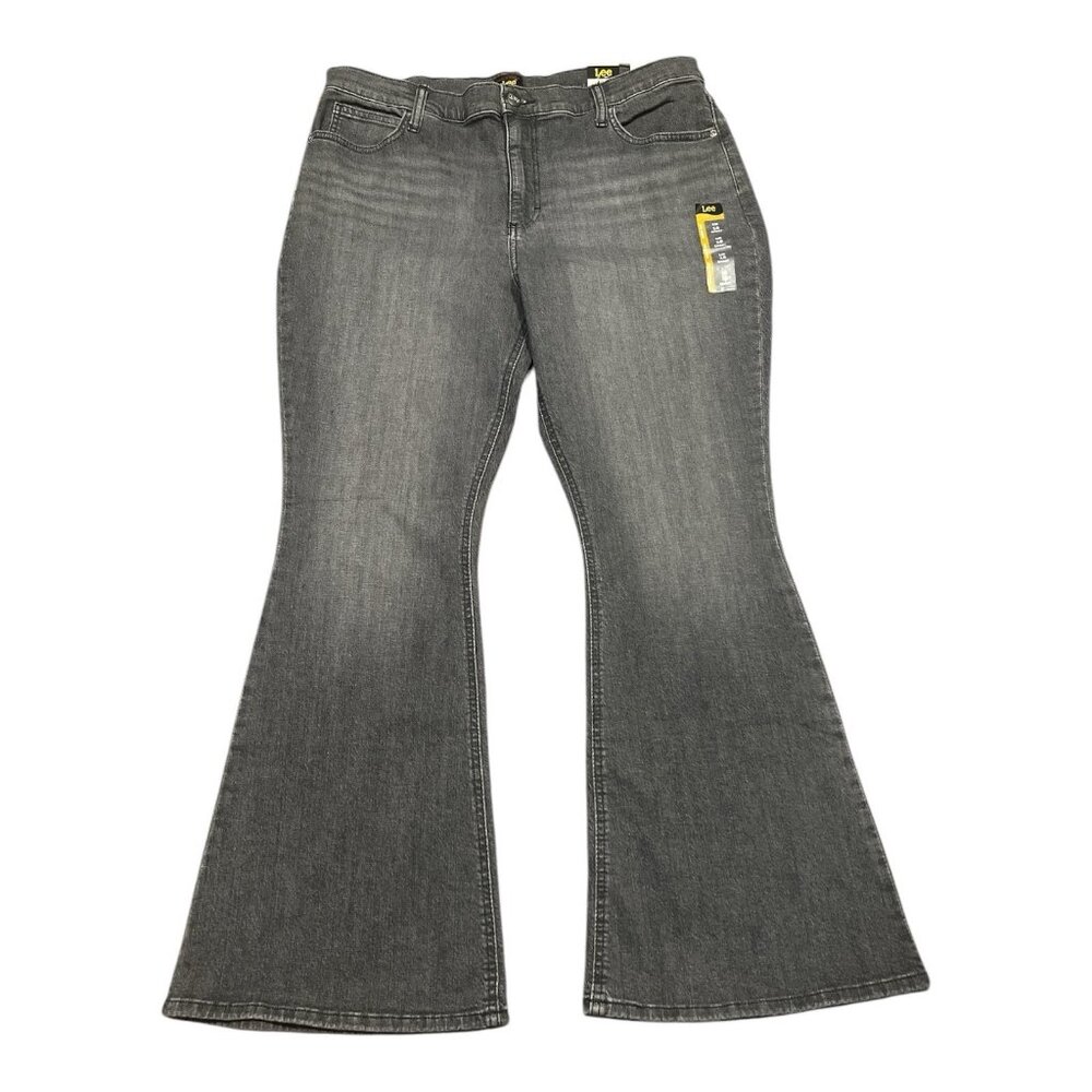 Lee Womens Flare Jean Denim Bottoms Size 18 Short Legendary Blurred Darks New